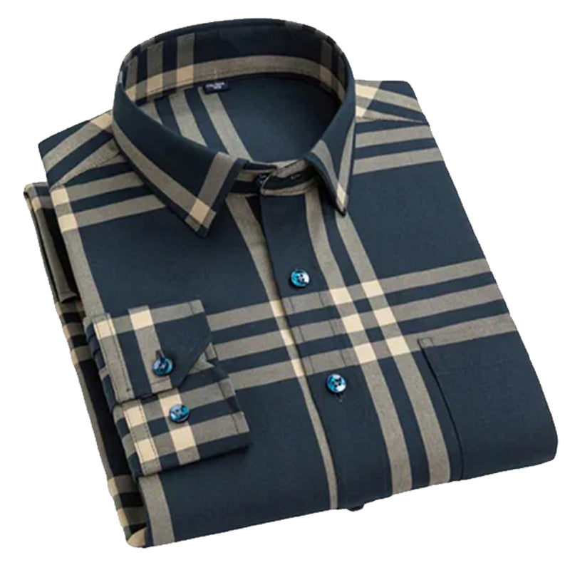 Men’s Slim Fit Checked Shirt – Lightweight Cotton Blend