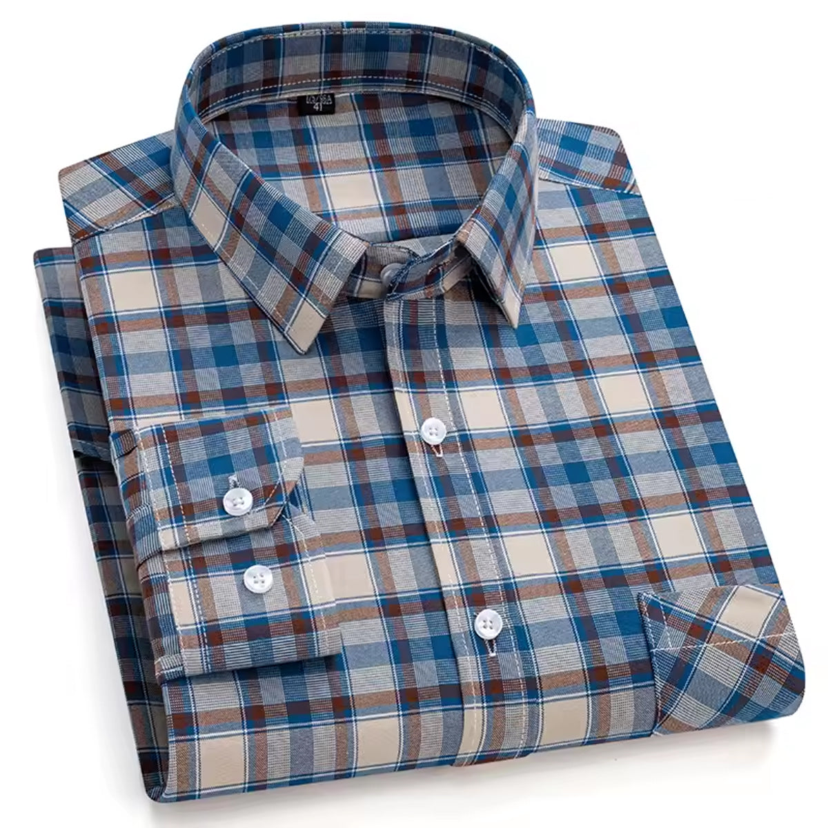 Men’s Long Sleeve Check Shirt – Soft Cotton