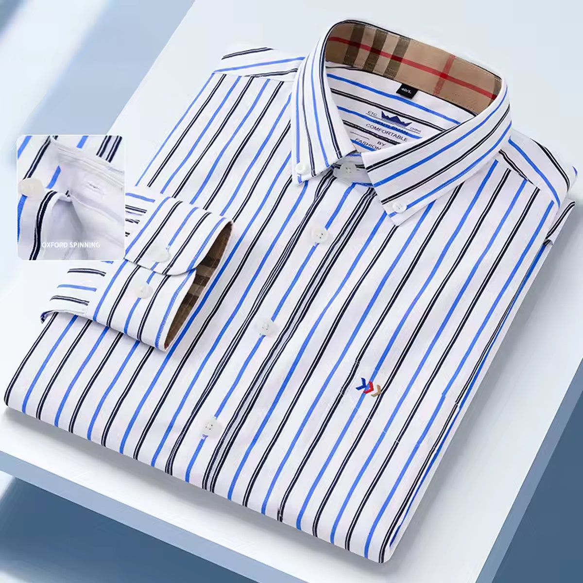 Men’s Long Sleeve Striped Shirt – Comfort Flex