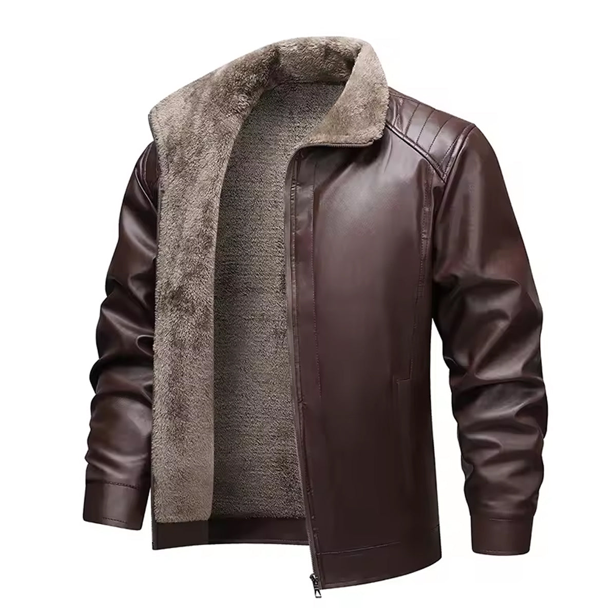 Jacket For Men Leather Casual Zipper Bomber For Winter