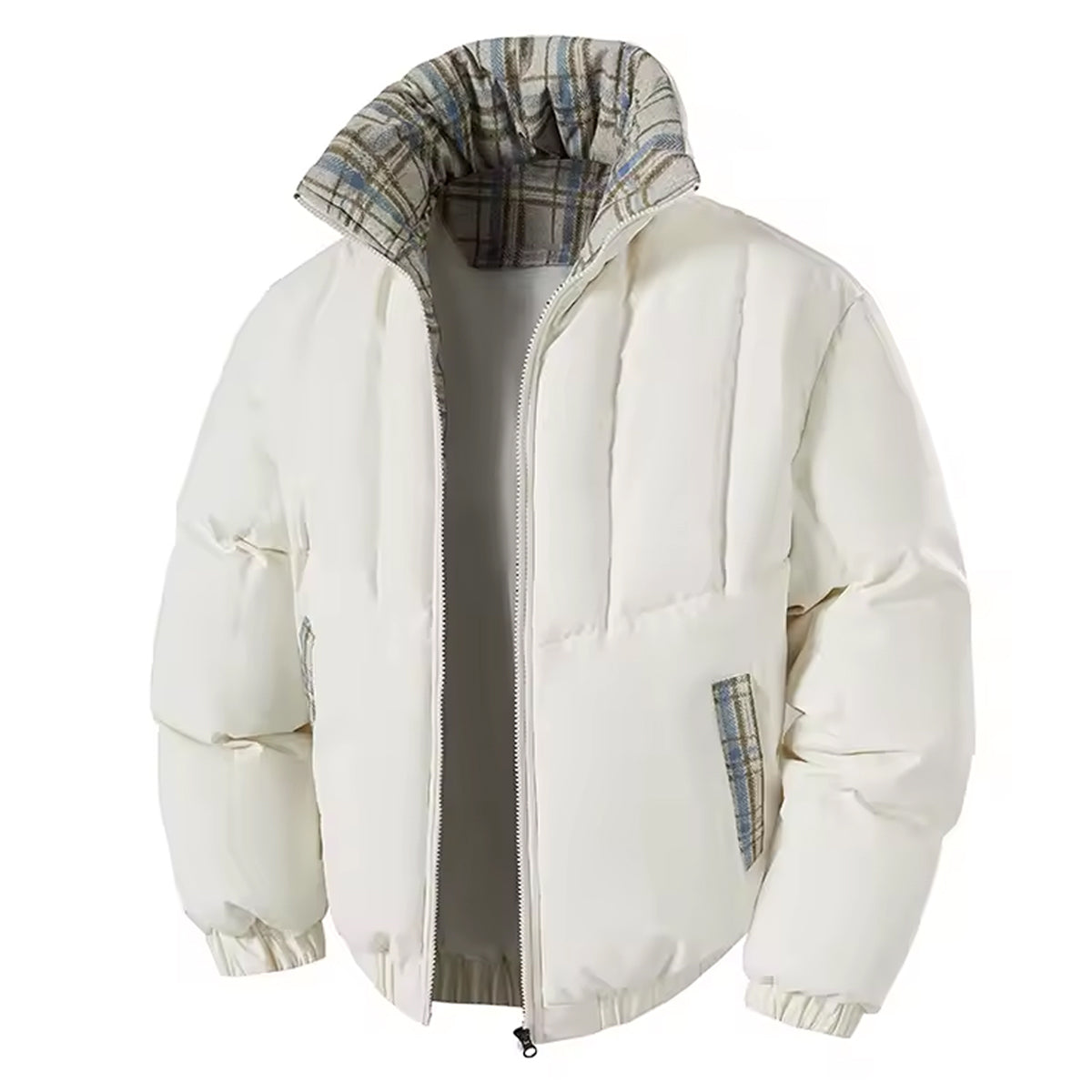 Men's White Classic Regular Fit Faux Suede Jacket