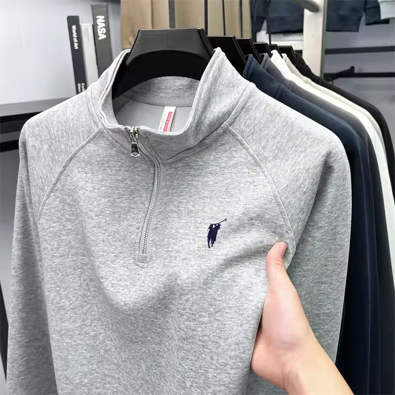 Half Zipper Solid Sweatshirt for Men