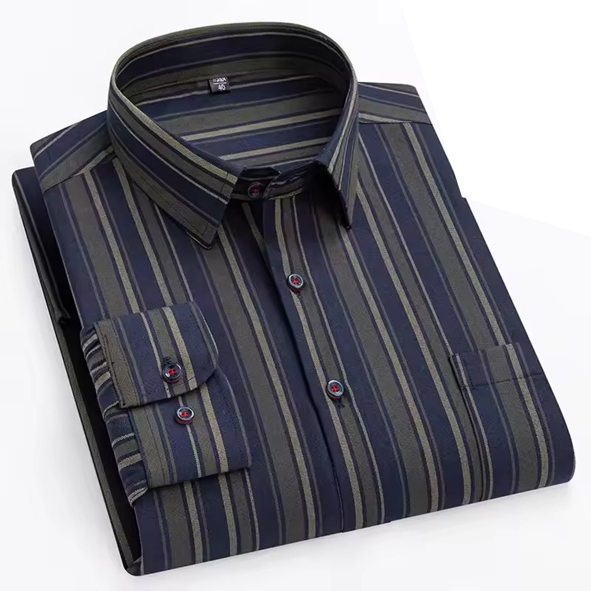 Men's Pure Cotton Stripe Pattern Slim Fit Semi Cutaway Collar Full Sleeve Formal Shirt