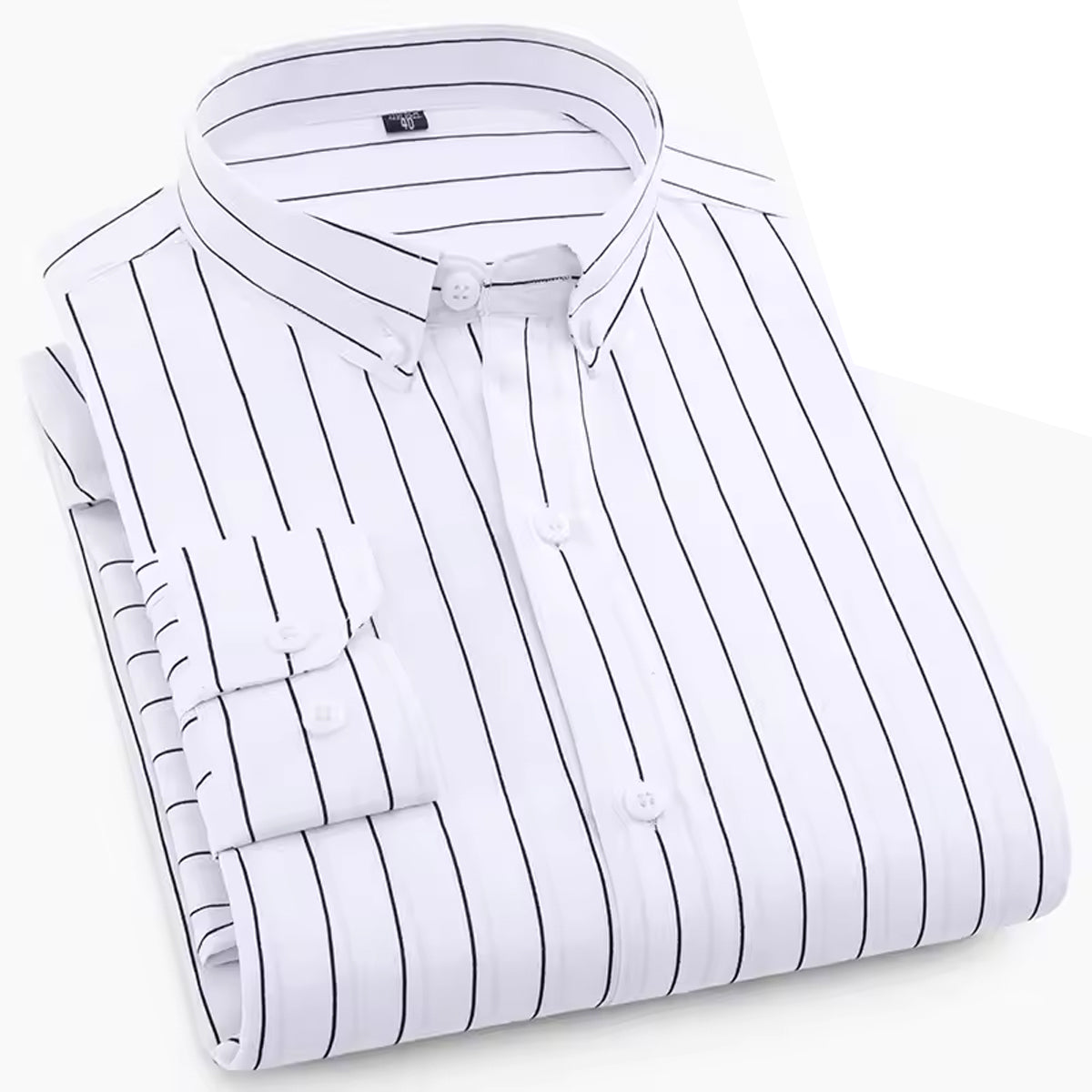 Men’s Brushed White Cotton Striped Shirt – Everyday Wear