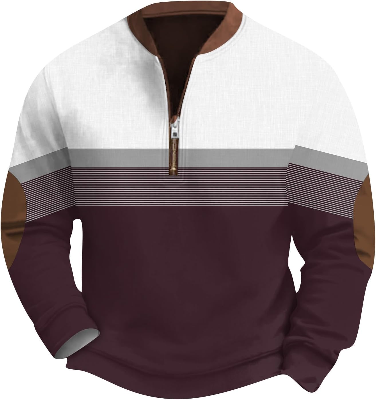 Men's Half Zipper Sweatshirt Fleece Material Collared Winter Wear Loose Fit Warm Pullover Jacket Casual Outerwear for Cold Weather Comfortable Stylish Everyday Use winter wear