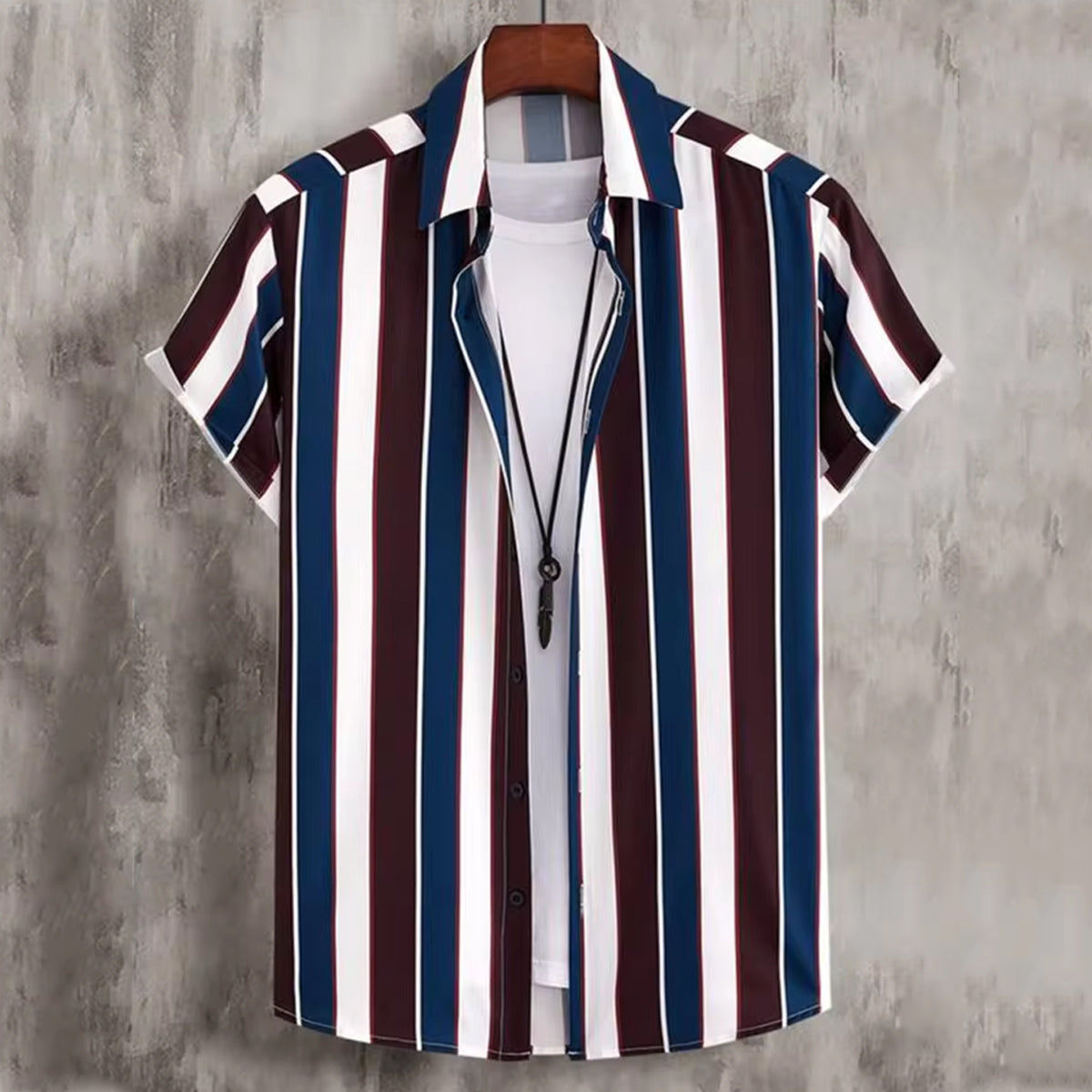 Men Cotton Striped Half Sleeve Slim Fit Casual Shirt